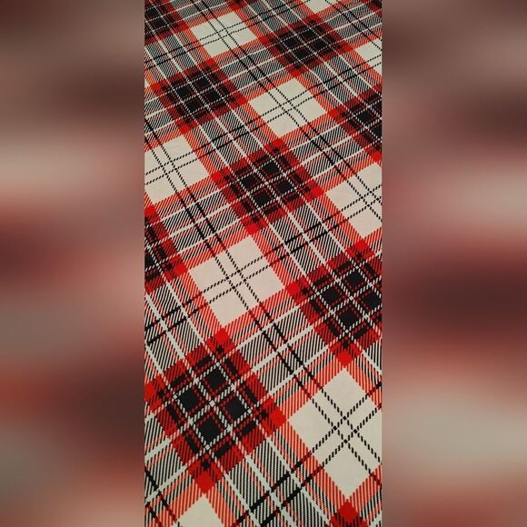 Vintage Plaid Patterned Silk Square Scarf Rolled Hem - Picture 6 of 16